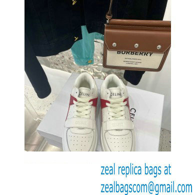 Celine Ct-02 Mid Sneakers With Velcro In Calfskin White/Red/Blue 2022