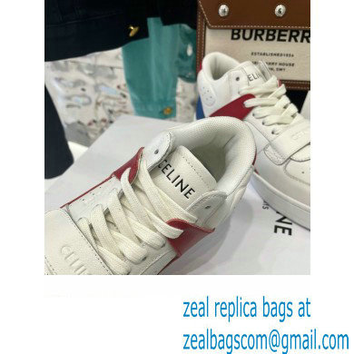 Celine Ct-02 Mid Sneakers With Velcro In Calfskin White/Red/Blue 2022