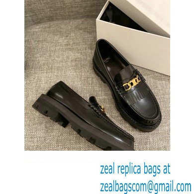 Celine Fringes Margaret Loafers With Triomphe Chain In Polished Bull Black 2022