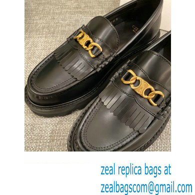 Celine Fringes Margaret Loafers With Triomphe Chain In Polished Bull Black 2022