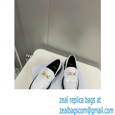 Celine Fringes Margaret Loafers With Triomphe Chain In Polished Bull White 2022