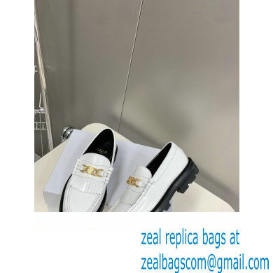 Celine Fringes Margaret Loafers With Triomphe Chain In Polished Bull White 2022