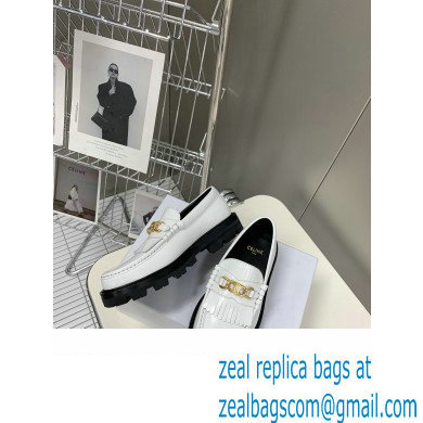 Celine Fringes Margaret Loafers With Triomphe Chain In Polished Bull White 2022