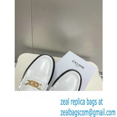 Celine Fringes Margaret Loafers With Triomphe Chain In Polished Bull White 2022