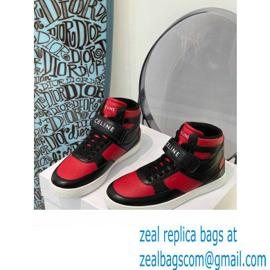 Celine High Sneakers Ct-03 With Velcro In Calfskin Black/Red 2022