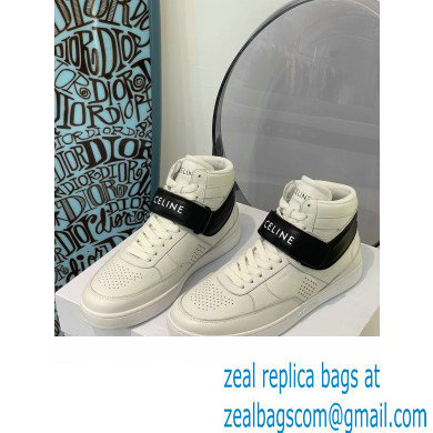 Celine High Sneakers Ct-03 With Velcro In Calfskin White/Black 2022 - Click Image to Close