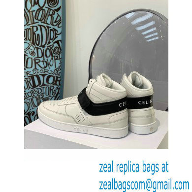 Celine High Sneakers Ct-03 With Velcro In Calfskin White/Black 2022 - Click Image to Close