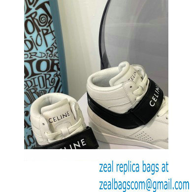 Celine High Sneakers Ct-03 With Velcro In Calfskin White/Black 2022 - Click Image to Close