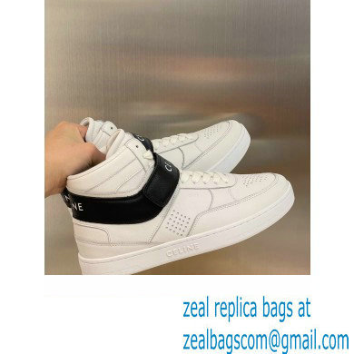 Celine High Sneakers Ct-03 With Velcro In Calfskin White/Black 2022 - Click Image to Close