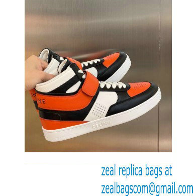 Celine High Sneakers Ct-03 With Velcro In Calfskin White/Black/Orange 2022