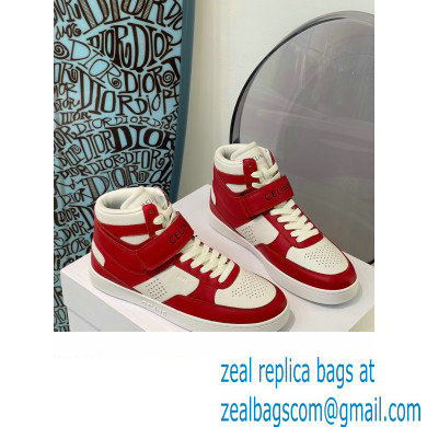 Celine High Sneakers Ct-03 With Velcro In Calfskin White/Red 2022