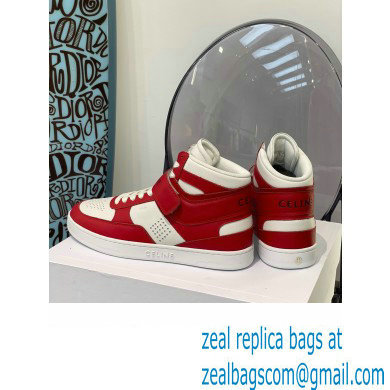 Celine High Sneakers Ct-03 With Velcro In Calfskin White/Red 2022 - Click Image to Close