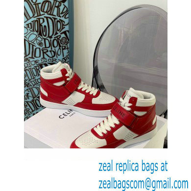 Celine High Sneakers Ct-03 With Velcro In Calfskin White/Red 2022