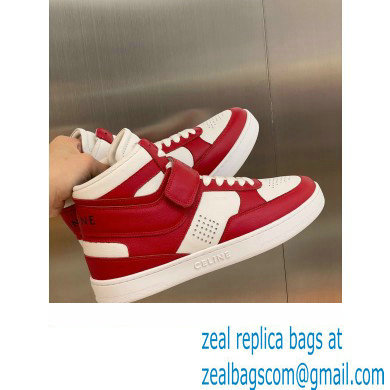 Celine High Sneakers Ct-03 With Velcro In Calfskin White/Red 2022 - Click Image to Close