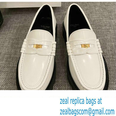 Celine Margaret Penny Chunky Loafers In Polished Bull White 2022