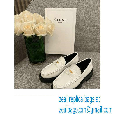 Celine Margaret Penny Chunky Loafers In Polished Bull White 2022