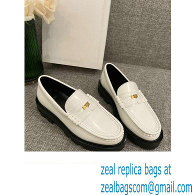 Celine Margaret Penny Chunky Loafers In Polished Bull White 2022