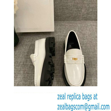 Celine Margaret Penny Chunky Loafers In Polished Bull White 2022