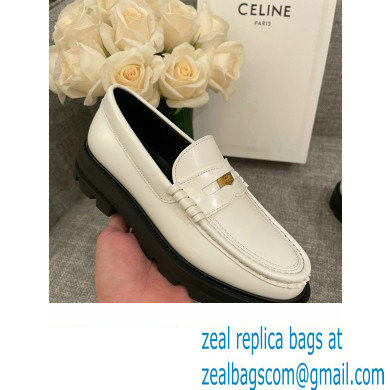 Celine Margaret Penny Chunky Loafers In Polished Bull White 2022 - Click Image to Close
