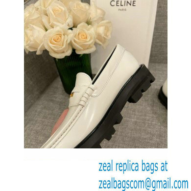 Celine Margaret Penny Chunky Loafers In Polished Bull White 2022