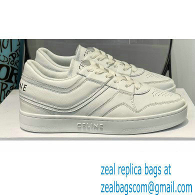 Celine Trainer Low Lace-up Sneakers In Calfskin White 2022