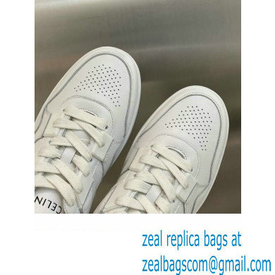 Celine Trainer Low Lace-up Sneakers In Calfskin White 2022