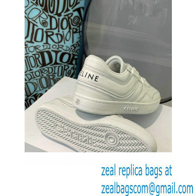 Celine Trainer Low Lace-up Sneakers In Calfskin White 2022