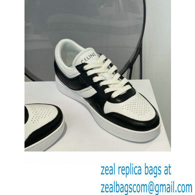 Celine Trainer Low Lace-up Sneakers In Calfskin White/Black 2022 - Click Image to Close