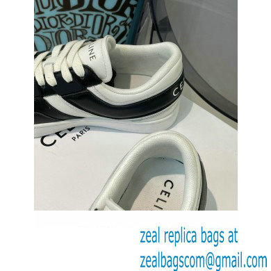 Celine Trainer Low Lace-up Sneakers In Calfskin White/Black 2022 - Click Image to Close