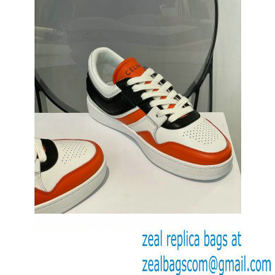 Celine Trainer Low Lace-up Sneakers In Calfskin White/Black/Orange 2022