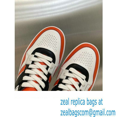 Celine Trainer Low Lace-up Sneakers In Calfskin White/Black/Orange 2022 - Click Image to Close