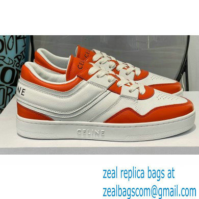 Celine Trainer Low Lace-up Sneakers In Calfskin White/Orange 2022