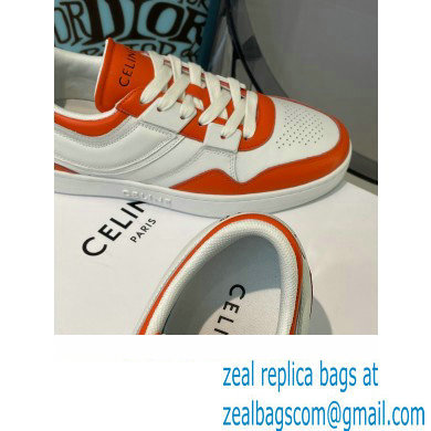 Celine Trainer Low Lace-up Sneakers In Calfskin White/Orange 2022