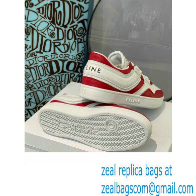 Celine Trainer Low Lace-up Sneakers In Calfskin White/Red 2022 - Click Image to Close