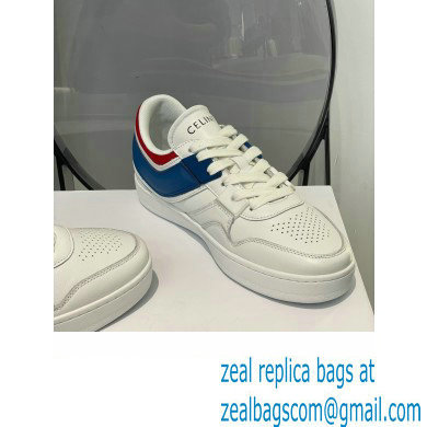 Celine Trainer Low Lace-up Sneakers In Calfskin White/Red/Blue 2022