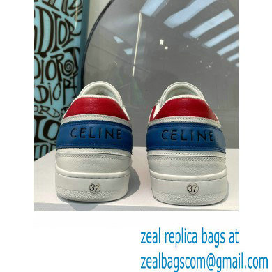 Celine Trainer Low Lace-up Sneakers In Calfskin White/Red/Blue 2022