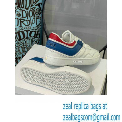 Celine Trainer Low Lace-up Sneakers In Calfskin White/Red/Blue 2022