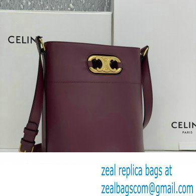 Celine bucket maillon Triomphe calfskin bag burgundy