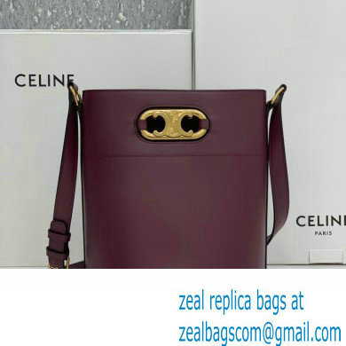 Celine bucket maillon Triomphe calfskin bag burgundy