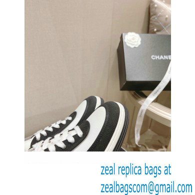 Chanel Canvas Logo Sneakers White/Black 2022 - Click Image to Close