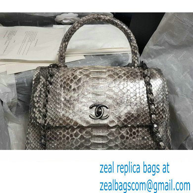 Chanel Python Coco Handle Medium Flap Bag with Top Handle 24