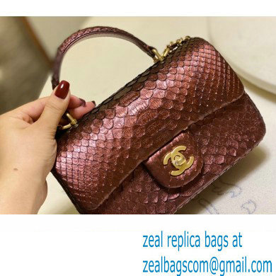Chanel Python Coco Handle Mini Flap Bag with Top Handle 06