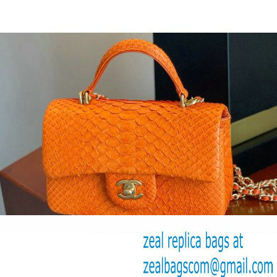 Chanel Python Coco Handle Mini Flap Bag with Top Handle 09