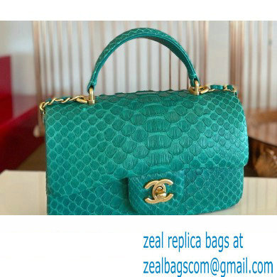 Chanel Python Coco Handle Mini Flap Bag with Top Handle 14