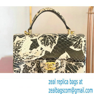 Chanel Python Coco Handle Mini Flap Bag with Top Handle 21