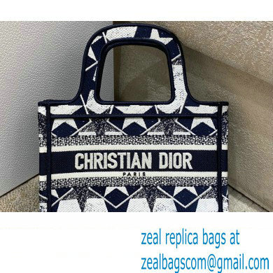 Dior Mini Book Tote Bag in Dior etoile Embroidery Blue/White 2022