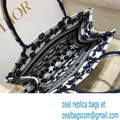 Dior Small Book Tote Bag in Dior etoile Embroidery Blue/White 2022