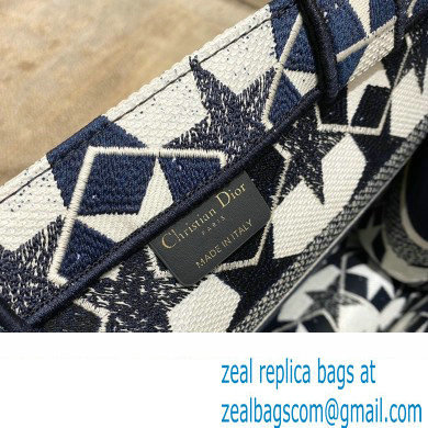 Dior Small Book Tote Bag in Dior etoile Embroidery Blue/White 2022