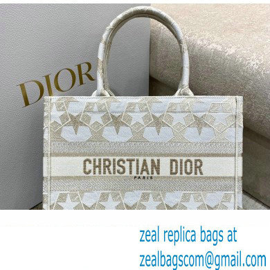 Dior Small Book Tote Bag in Dior etoile Embroidery Gold 2022 - Click Image to Close