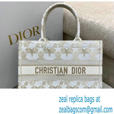 Dior Small Book Tote Bag in Dior etoile Embroidery Gold 2022